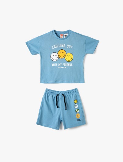 Koton Erkek Bebek Smileyworld® Şort T-shirt Takım Lisanslı Pamuklu