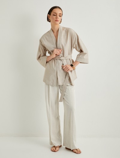 Koton Kadın Oversize Kimono Beli Kuşaklı Geniş Kollu